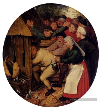  Bruegel Art - Poussé dans le genre Pig Sty Paysan Pieter Brueghel le Jeune